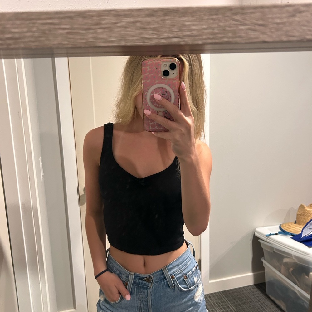 Aeropostale Black Fitted Crop Tank Top